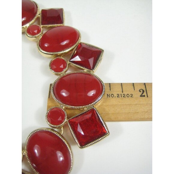 Monet Bib Plastic Cabochon Goldtone Necklace Adjustable Clasp Statement 18 inch - Picture 4 of 11